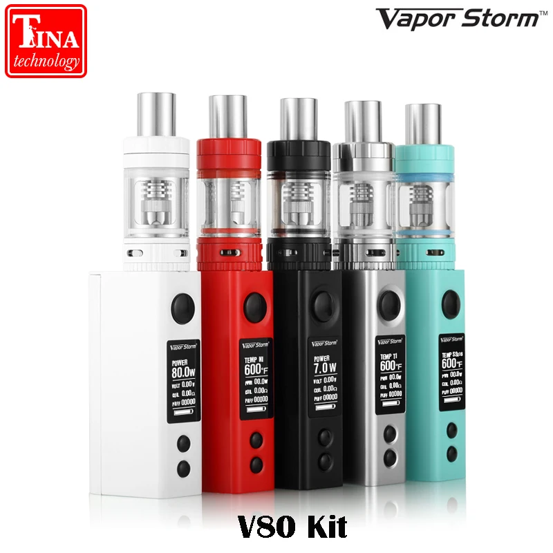 Original Electronic Cigarette vapor storm V80 TC 80W+EC II Atomizer Sub Ohm RDA Pen Vaporizer Mechanical Mod kit VS istick