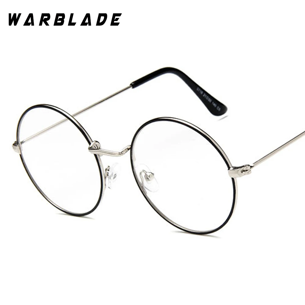 Круглые прозрачные очки, очки, ретро оптические очки, оправа для женщин, прозрачные очки, оправа для очков, поддельные очки - Цвет оправы: silver black