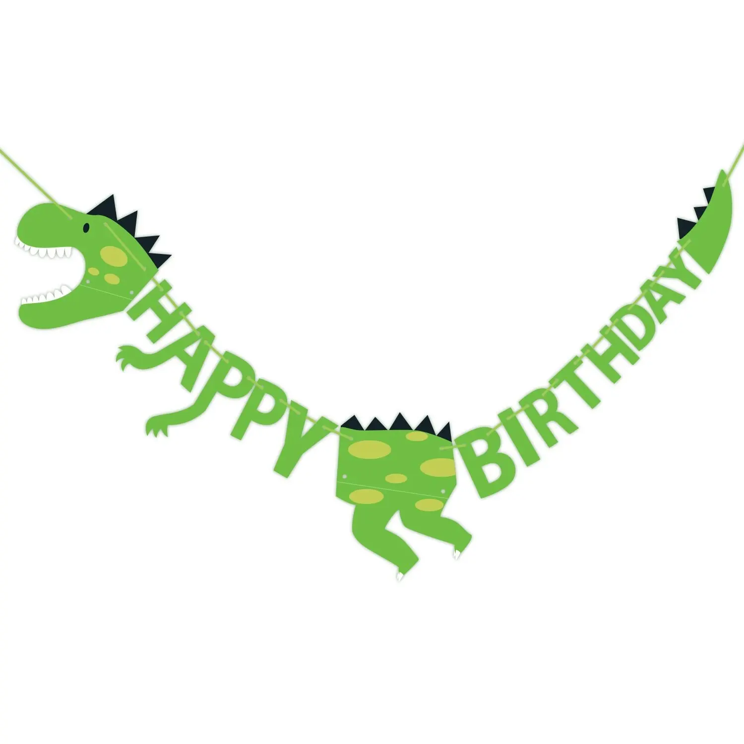 

METABLE 1SET Dinosaur Happy Birthday Banner Party Supplies Decorations - Dino Jungle Jurassic Garland (Green)