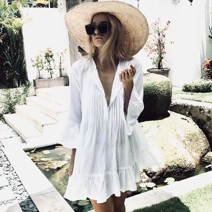 Женская хлопковая плиссированная блузка на пуговицах с рукавами трубами