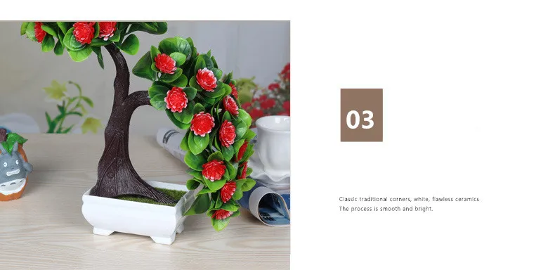 Flone Artificial Plants Flowers Fake Green Plant Welcome Pine Bonsai Simulation Plastic Flowers Wedding Home Decoration Plant (4)
