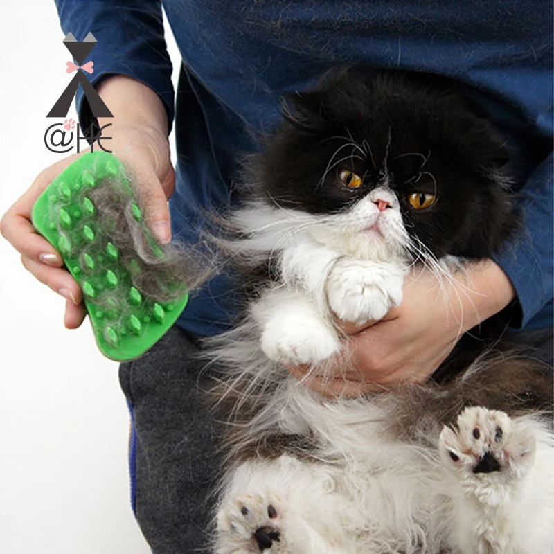 

@HE Long-haired Cat Hair Removal Comb Cats Professional Massage Silicone Brush High Quality Rubber Pets Combs Pet Grooming Tool