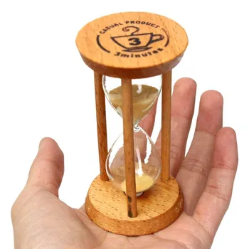 

3 Minutes Sandglass Sand Glass Hourglass Timer Clock Countdown Timing Wooden Frame Home Decoration Desk Ornament