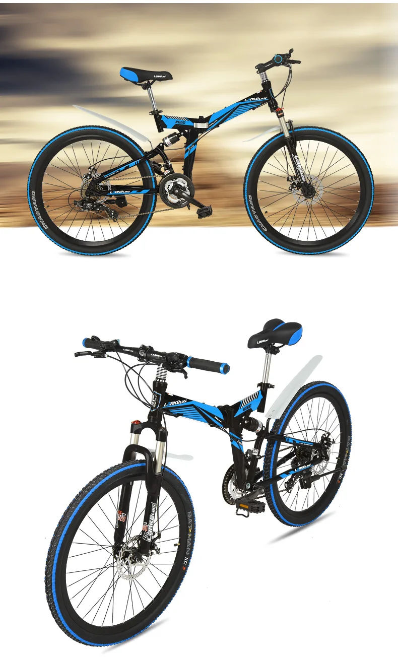 Excellent K660M Big Discount, 21 Speeds, 24/26 inches, Folding Bike, Lockable, Full Suspension, Double Disc Brake, Mountain Bike. 23