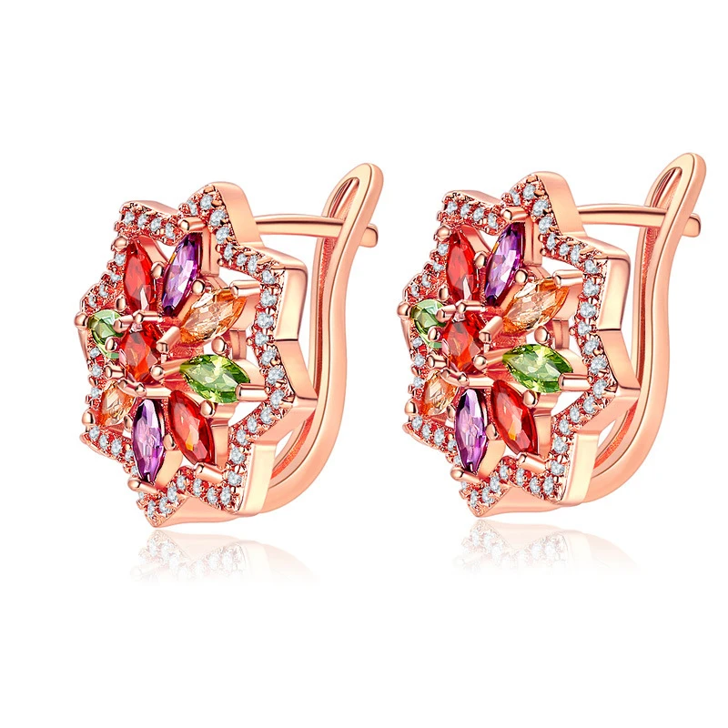 

Super Luxury leaf shape Cubic Zirconia Statement Stud Earrings For Women Bridal DUBAI Big Earring Jewelry Accessories