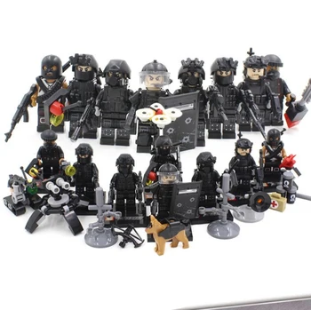 

8pcs/set military City Police SWAT Team Army Soldiers With Weapons WW2 Building Blocks Toys for children gift dropshipping