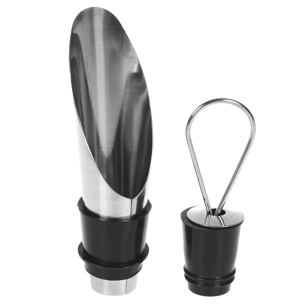 Hot 1Pcs Stainless Steel Reusable Pourers Funnel Red Wine Bar Tools Stopper Cap Funnel Pourer