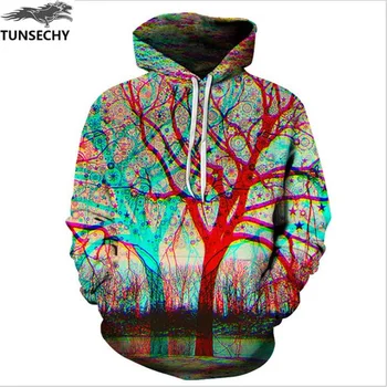 

TUNSECHY Brand Hot harajuku fashion male/female 3D digital printing tree hooded US Tops Unisex Hoodies Sweatshirts S-XXXL
