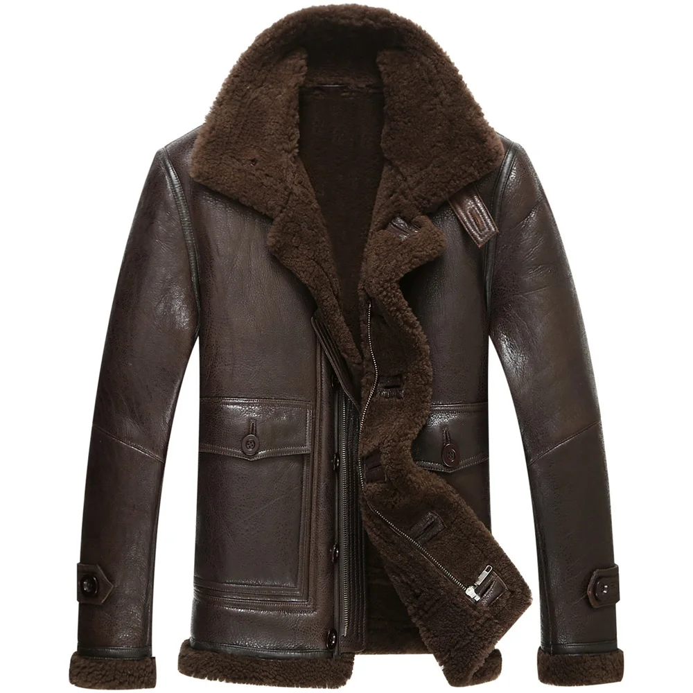 Men's leather jacket sheepskin coat fur fur coat thickness free