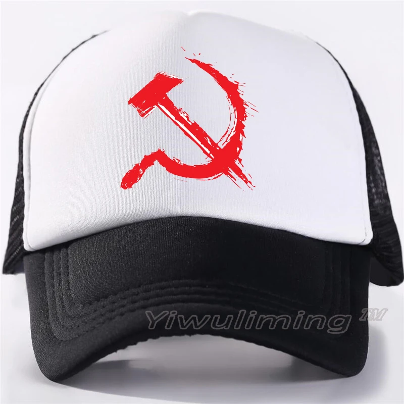 

New Summer Trucker Caps communism Cool Summer Black Adult Cool Baseball Mesh Net Trucker Caps Hat for Men Adjustable