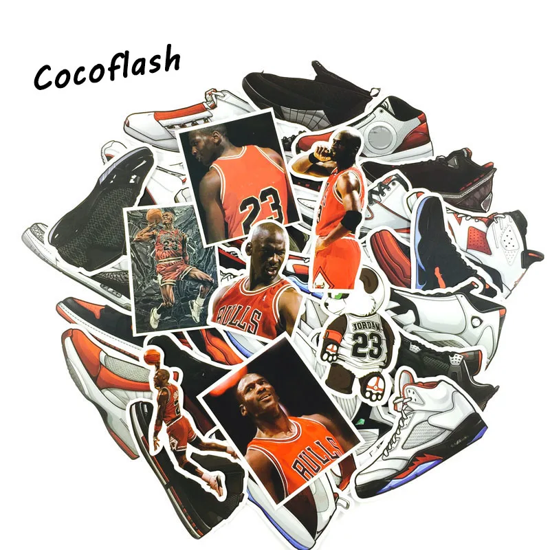 52pcs Not Repeat Basketball Stars Sneakers Notebook Bike Luggage Box Tide Brand Shoes Jordan Graffiti Jordan Waterproof Sticker