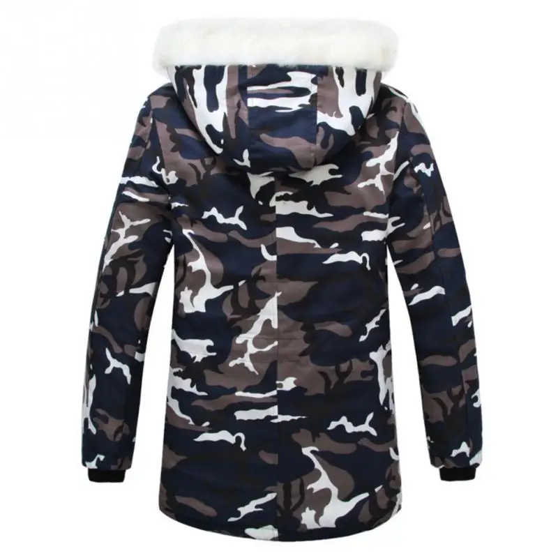 

Men Hunter Long Sleeve Hooded Camouflage Down Parkas Big Fur Collar Hunting Jackets Outdoor Sports Thicker Coats