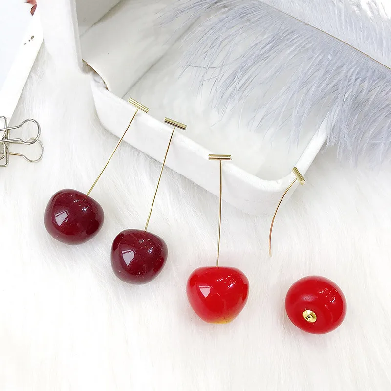 

Bonita Ella Resin Red Sweet Fruit Cherry Korean Cute Romantic Earring