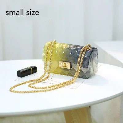 Clear Colorful Transparent jelly Bag Gradient Candy Color Crossbody Bags Designed Ladies Shoulder Chain Messenger Bag - Цвет: yellow black small