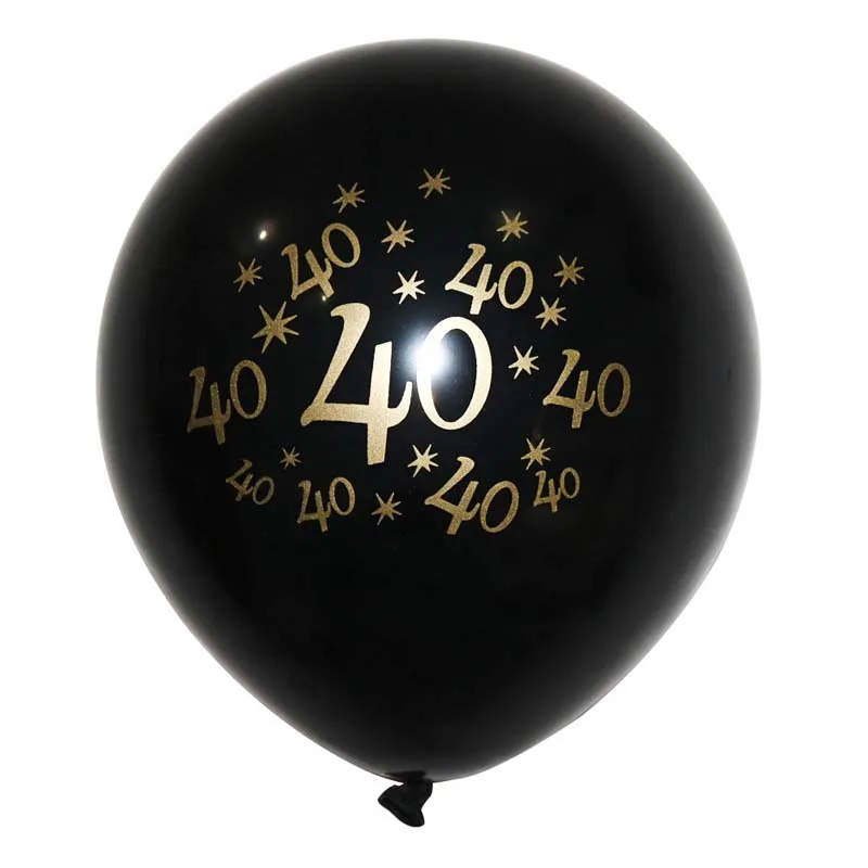10 &quotЗолотые латексные воздушные шары черные 30 40 50 60 лет с днем рождения украшения