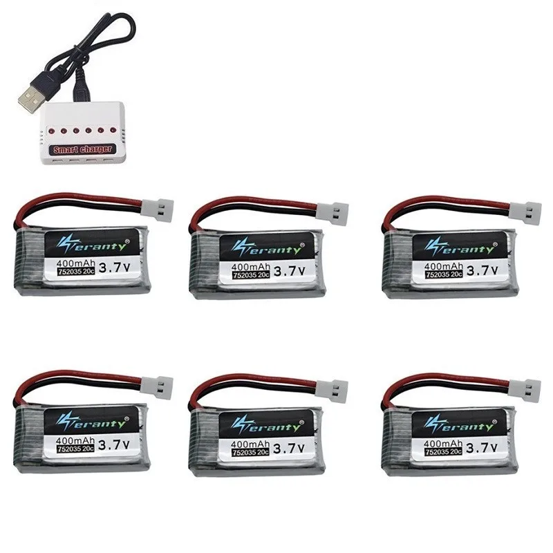 3,7 V 400 мА/ч, Батарея и(6 в 1) Зарядное устройство для SYMA X15 X5A-1 X15C X15W H31 X4 H107 KY101 E33C E33 U816A V252 H6C RC ЗАПАСНЫЕ Запчасти