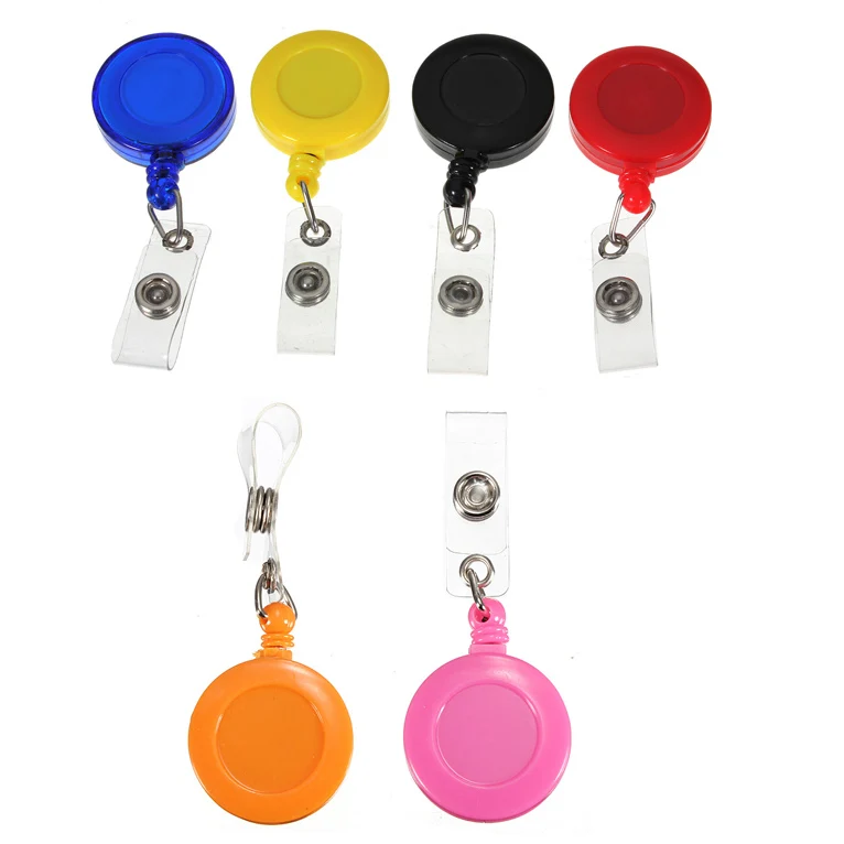 

SOSW-Retractable Yo Yo Badge Holder Key Ring PULL CHAIN Belt Clip ID CARD Holder - Pink