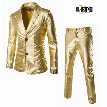 

Men Business Suit Jacket And Pants Sets Gold Silver Black Slim Tuxedo Formal Fashion Night Club Stage Performances Suit