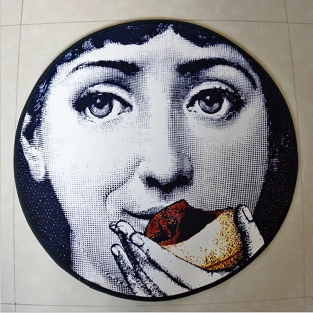 

Round Rugs Bedroom Doormat Fornasetti Head portrait Print Carpets Anti-slip Door Floor Mat for Living room Decoration Carpet