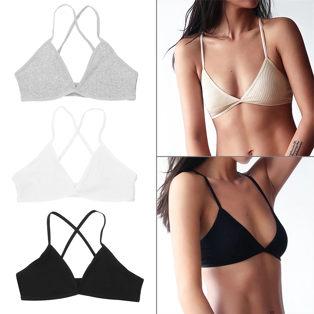 Sexy Backless Women Triangle Bra Tops Solid Wireless Bralette V Neck Seamless Lingerie Underwear Soft Comfortable Intimates