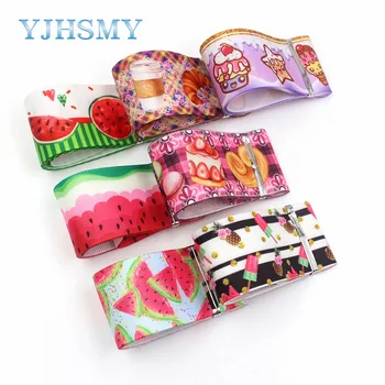

YJHSMY I-19320-641,38mm 5yards fruit Thermal transfer Printed grosgrain Ribbons,bow cap DIY handmade accessories decorations