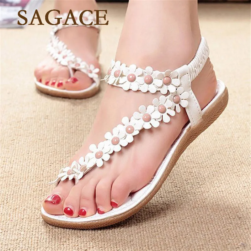 

HB@Summer Bohemia Sweet Beaded Sandals Clip Toe Sandals Beach Shoes