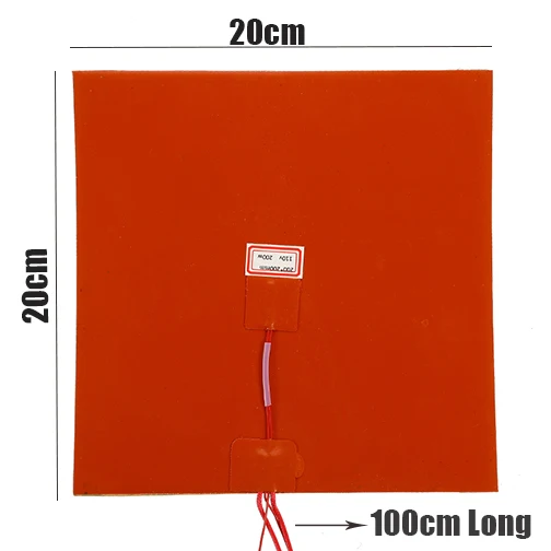 110V 220V 220W 3D-принтеры тепла подогреватель для кровати силикона с подогревом кровать электрическая нагревающая прокладка термистора для 3D-принтеры Запчасти 20x20 см