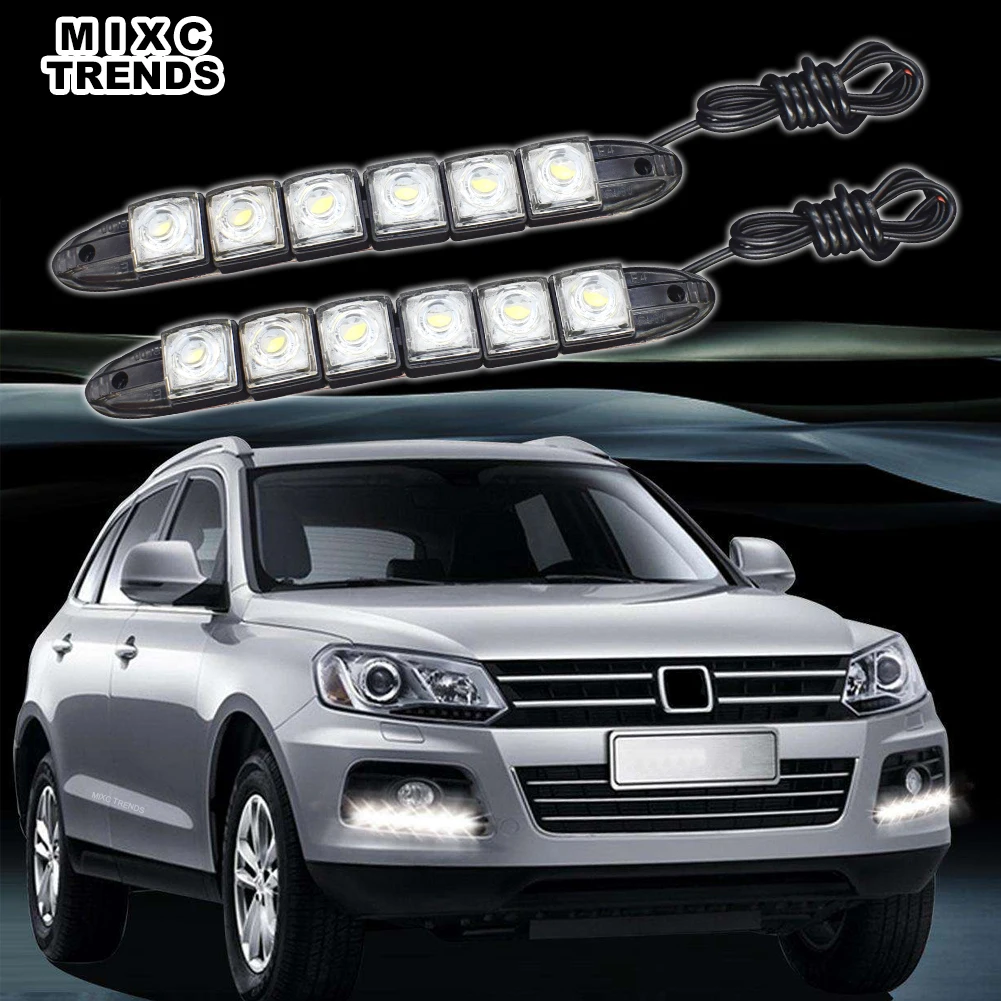 2x6 Led COB DRL Противотуманные гибкие фары Автомобильный светодиодный дневной светильник дневной ходовой светильник водонепроницаемый 12 В Авто Дневной светильник для peugeot 206