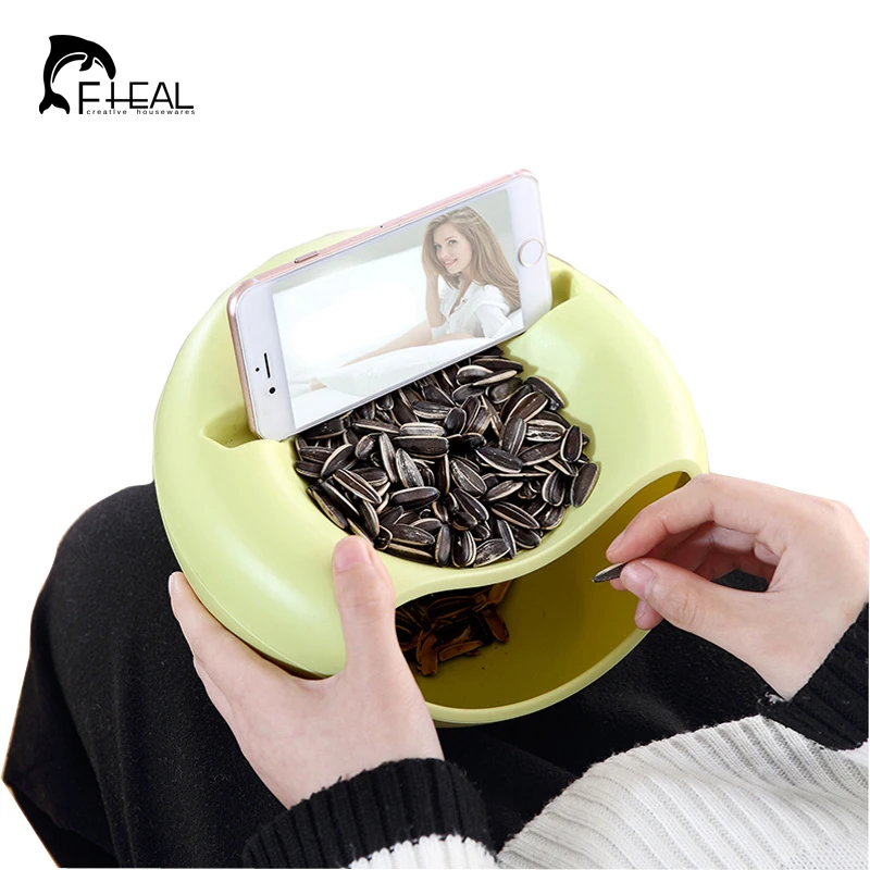 

FHEAL Multifunctional Plastic Double Deck Snacks Food Storage Box Dual Purpose Tabletop Grocerie Storage Boxes Organizer