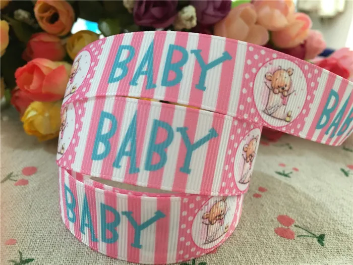 15112868, new arrival 7/8'' 22mm 10 yards baby shower printed grosgrain