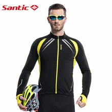 SANTIC флисовые утеплённые велосипедные с длинными рукавами зимние спортивные Джерси куртка ветрозащитная