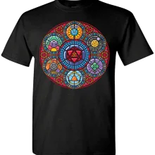 Футболка с изображением подземелья и драконов, редкий черный металлический игровой круг, кости, витражи, крутая Повседневная хлопковая Модная Футболка с рукавами