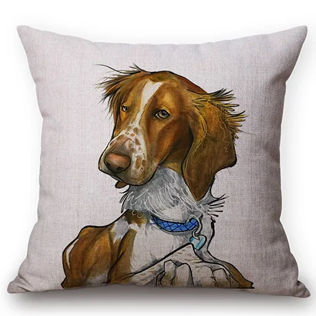 Pet Dog Animals Funny Style Cushion Cover Dachshund Schnauzer Dog Children Like Cotton Linen Sofa Decorative Throw Pillow Case M110-6