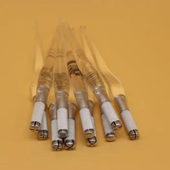 

30 Pcs Handmade Manual Cosmetic eyebrow tattoo pen Transparent Manual Microneedling pen For Permanent Makeup eyebrow embroidery