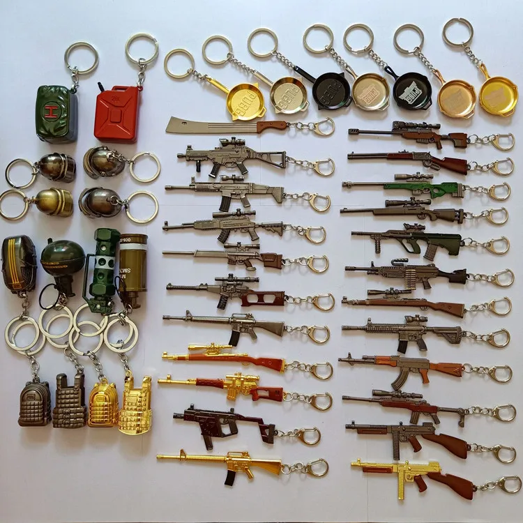 

Game PUBG Keychain AWM 98K Pan ALL Rifle Model Playerunknown's Battlegrounds Cosplay Props Alloy Armor Key Chain llaveros Ke