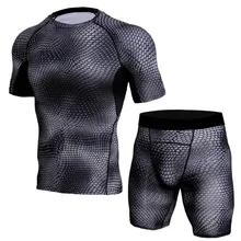 3D Camo Crossfit Костюмы для Мужчин Компрессионный Спортивный Костюм С Коротким Рукавом Футболки Муж