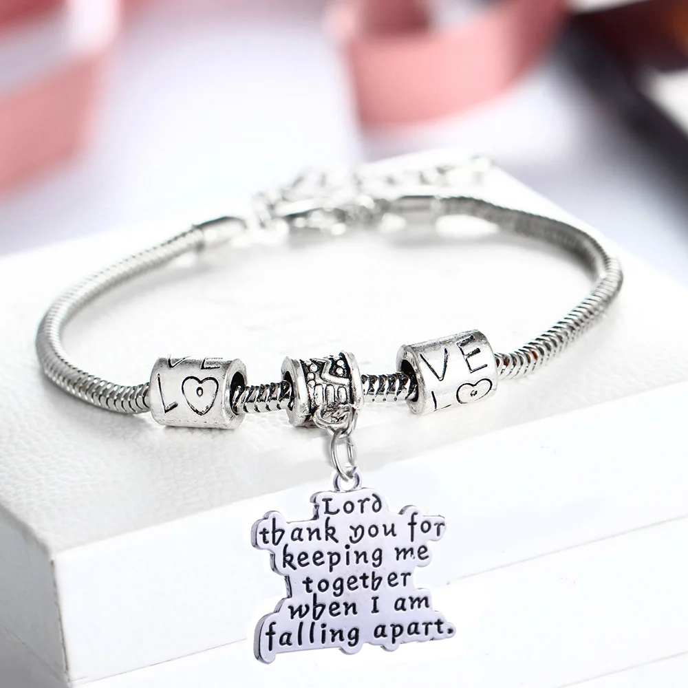 Lord Thank You For Keeping Me Together When I Am Falling Apart Bracelet Geometric Charm Bangle Religious Jewelry Jesus | Украшения и