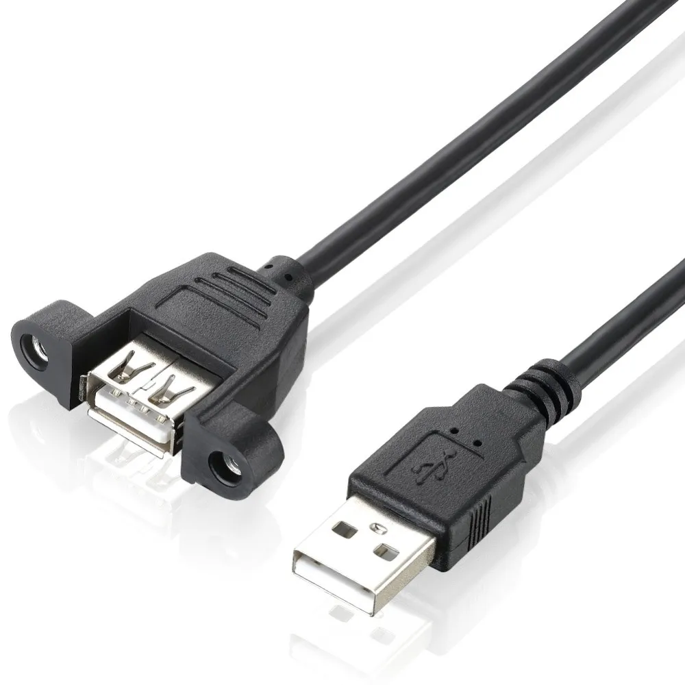 USB 2,0 кабель-удлинитель папа-мама с винтовым креплением на панель из фольги+ Плетеный экранированный удлинитель USB кабель Шнур питания для ПК ноутбука