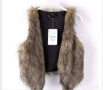 

2017 autumn and winter in Europe and America big yards fashion Leather grass vest jacket explosion modelsfake fur vest 1630