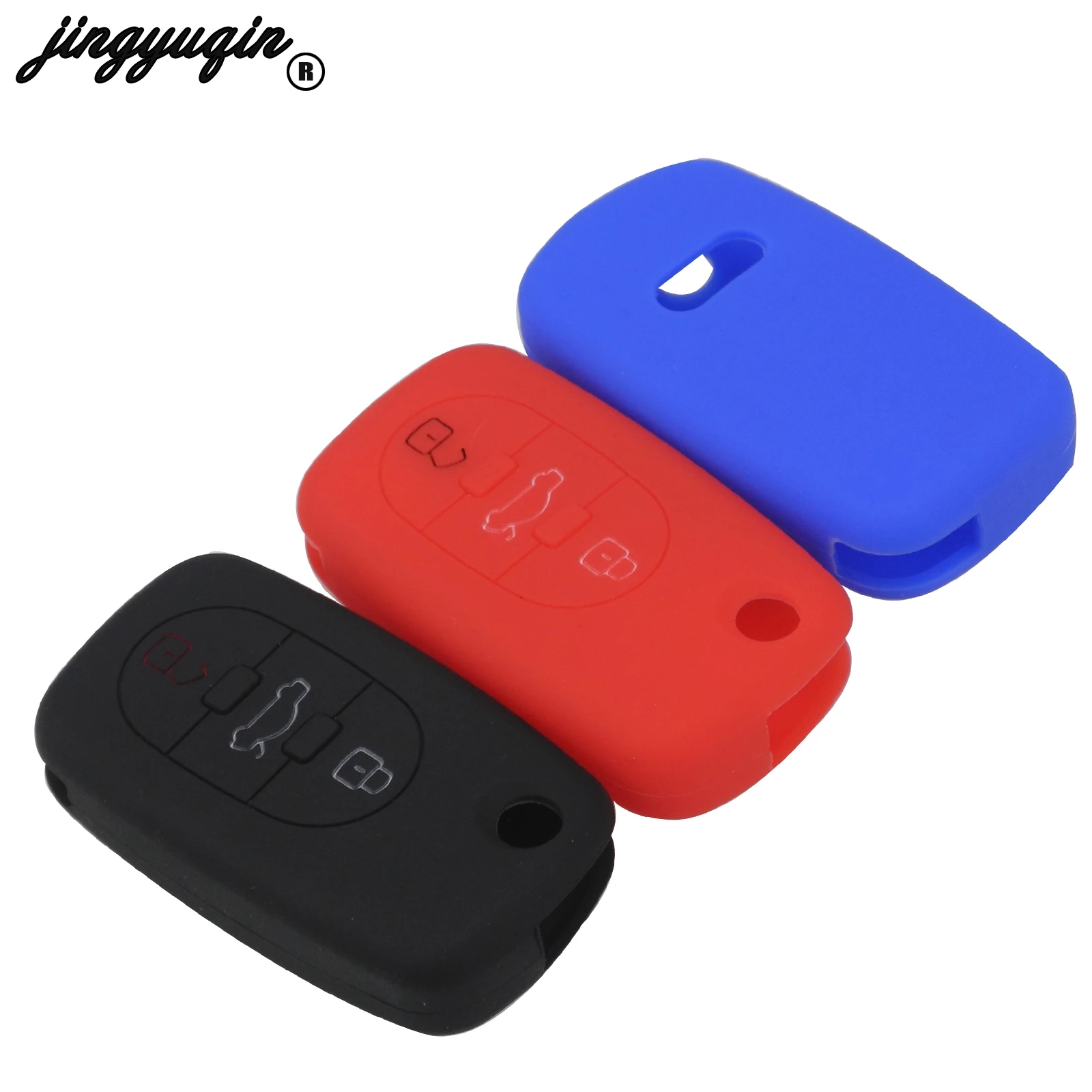 

jingyuqin 3 Buttons Silicone Flip Folding Car Key Case Remote Fob Cover For Audi A2 A3 A4 A6 A8 S4 S6 Holder Shell