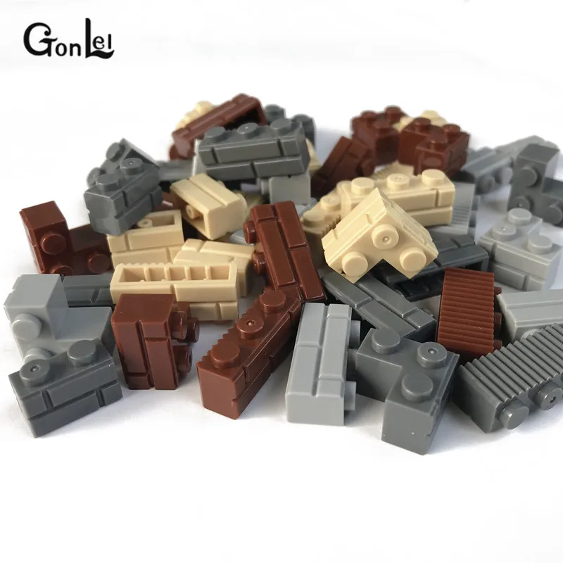 

50-100Pcs/Lot Military MOC Brick Building Blocks House City Wall Small Bricks Baseplate Construction Toy Children