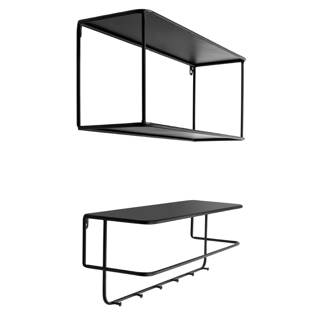 

Three-layer Shelf Device Rack Kitchen Storage Rack Metal Towel Rack With 6 Hooks Household Organizer Saving Space Storage Shelf