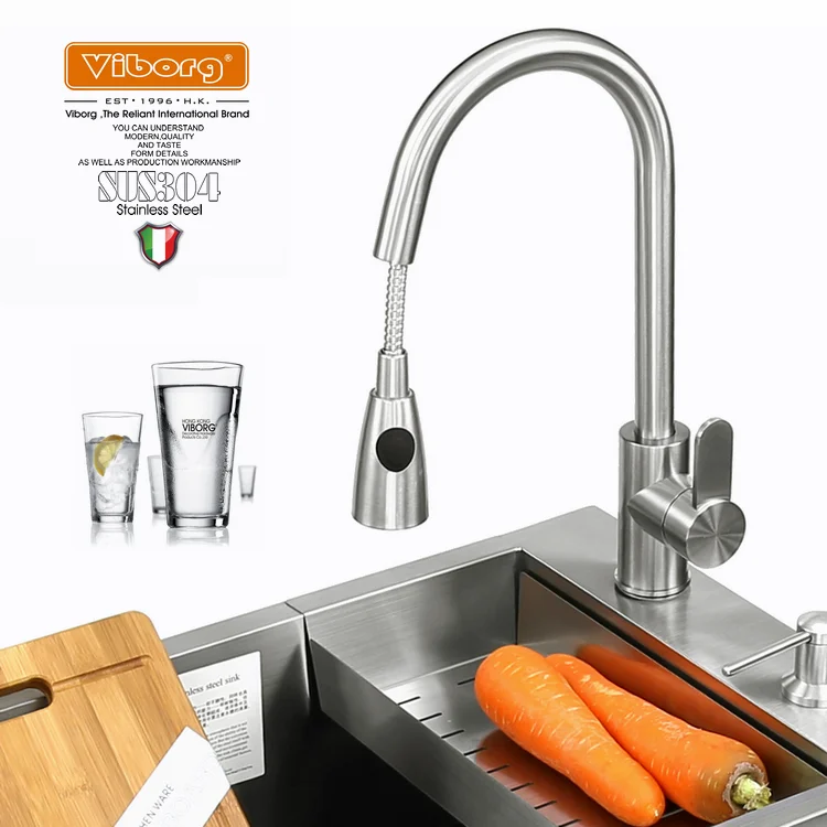 Hongkong 304 stainless steel faucet kitchen bolvic dish basin intercooled tap hot and cold drawing