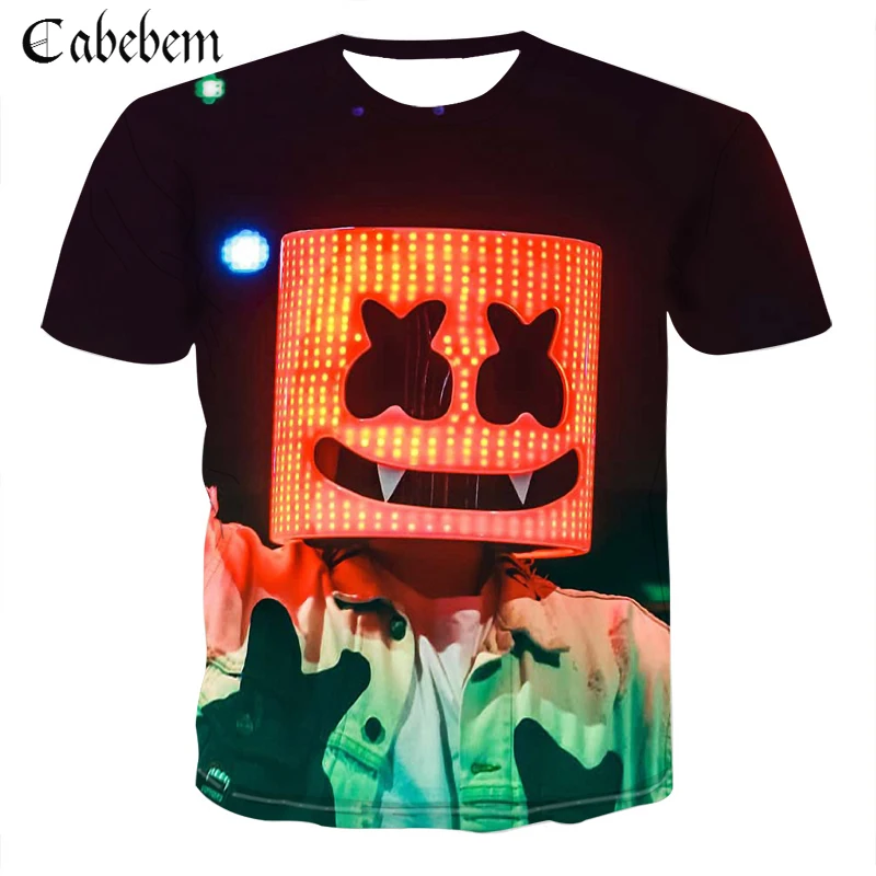 

2019 latest men's T-shirt marshmallow DJ T-shirt men's 3d printed T-shirt summer hip hop short-sleeved shirt brand clothing