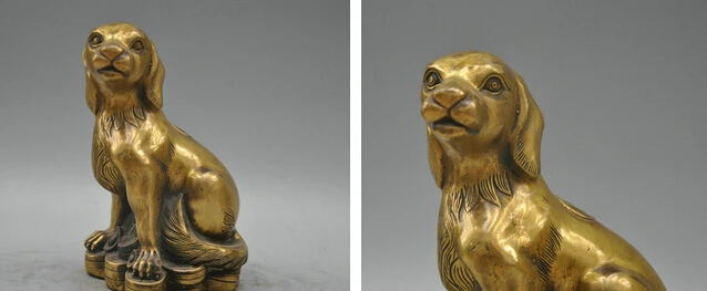 

JP S1150 8 Bronze Copper Animal Zodiac Dog American Foxhound Sculpture Statue (B0413)