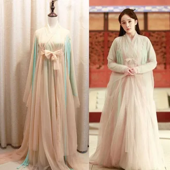 

2020 ancient chinese costume traditional chinese dance clothing long sleeve hanfu satin robe dress qing dynaste cosplay tv show