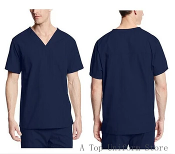

New Men's V neck Summer Nurse Uniform Hospital Medical Scrub Set Clothes Short Sleeve Surgical Scrubs