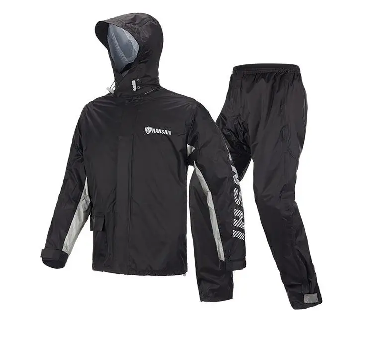 Непромокаемый плащ для взрослых, непромокаемый, для езды на мотоцикле, водонепроницаемый, ультратонкий, для прогулок, рыбалки, непромокаемый, защитное снаряжение - Цвет: Black suit
