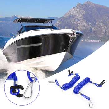 

2pcs Blue Jet Ski Outboard Stop Kill Key Floating Safety Lanyard Rope Universal