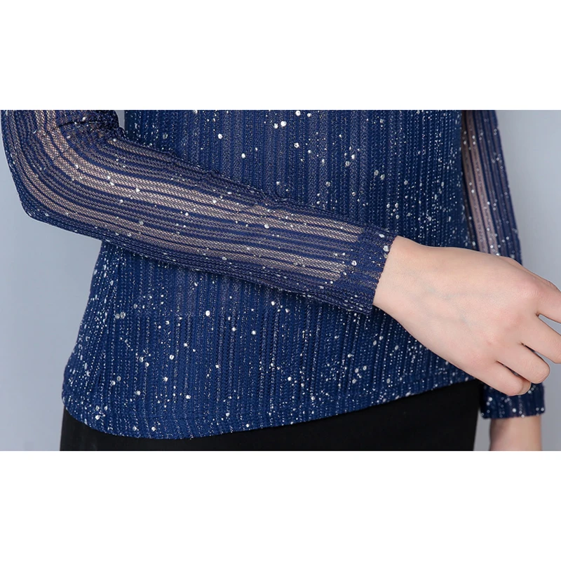 Nueva blusa de Mujer de malla de impresión ahuecada hacia fuera blusas coreanas Ropa 2018 Casual de camisa de manga larga Mujer Tops cuello en V rebordear Ropa Mujer Nueva blusa de Mujer de malla de impresión ahuecada hacia fuera blusas coreanas Ropa 2018 Casual de camisa de manga larga Mujer Tops cuello en V rebordear Ropa Mujer